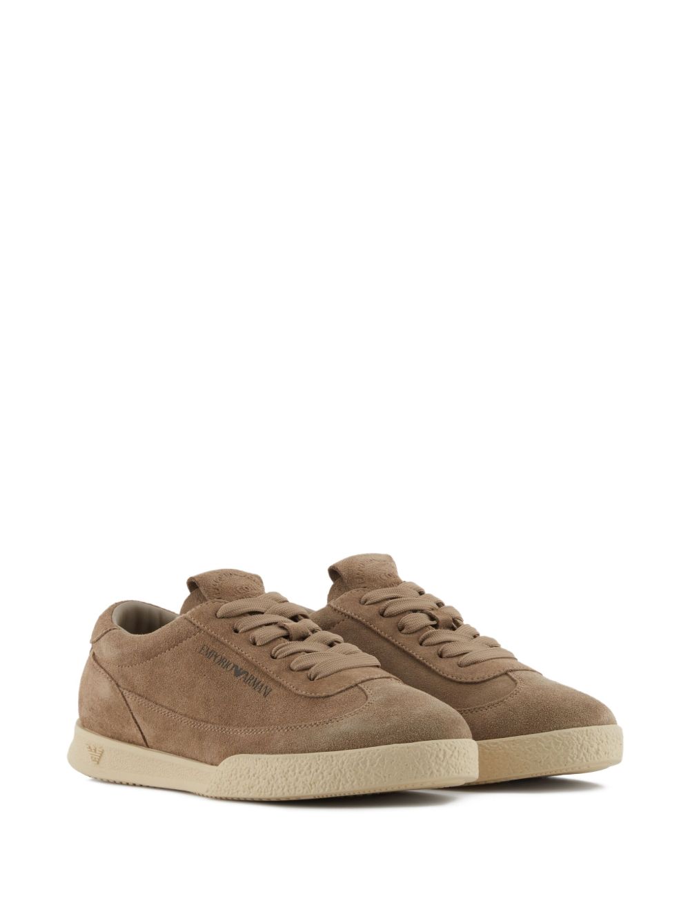 EMPORIO ARMANI Chic 100% Leather Lace-Up Low-Top Sneakers