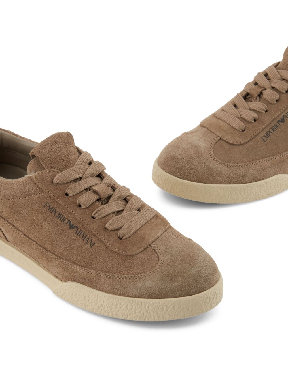 EMPORIO ARMANI Chic 100% Leather Lace-Up Low-Top Sneakers