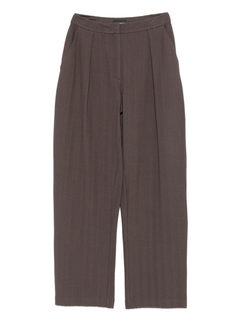EMPORIO ARMANI Cotton Blend Chevron Motif Trousers - Women’s FW25 Collection