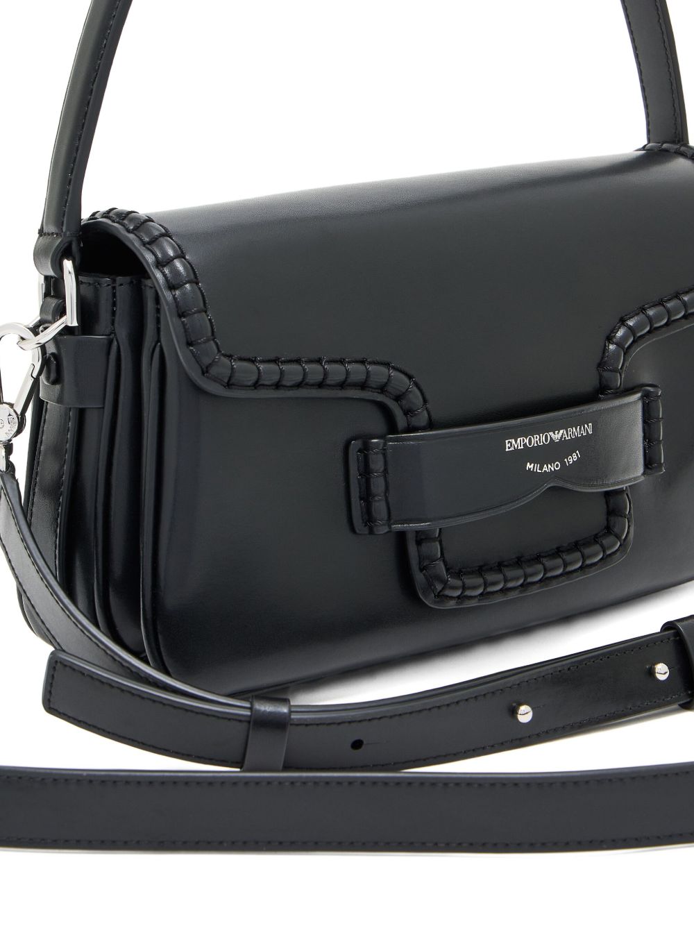 EMPORIO ARMANI Leather Shoulder Handbag with Detachable Strap