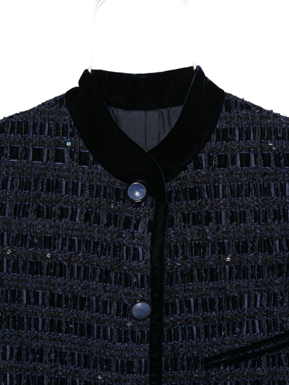 EMPORIO ARMANI Velvet Collar with Sequin Embellishment