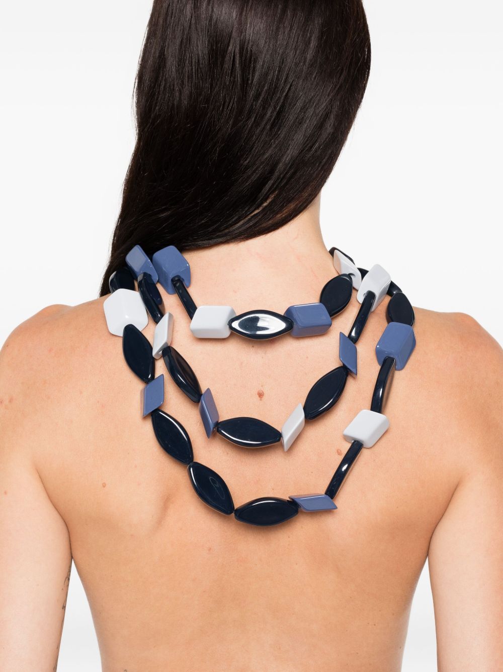 EMPORIO ARMANI Multi-Chain Design Necklace with Oval and Square Shape Beads