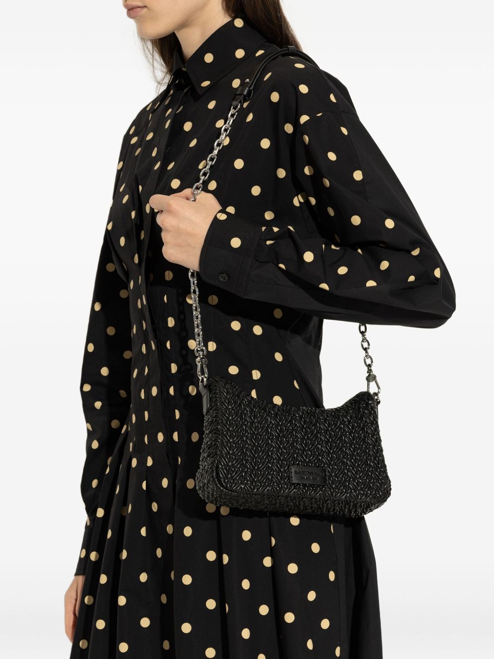 EMPORIO ARMANI Mini Chevron Pattern Baguette Shoulder Handbag