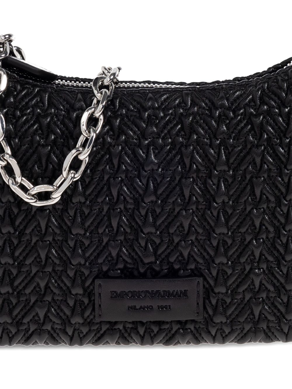 EMPORIO ARMANI Mini Chevron Pattern Baguette Shoulder Handbag