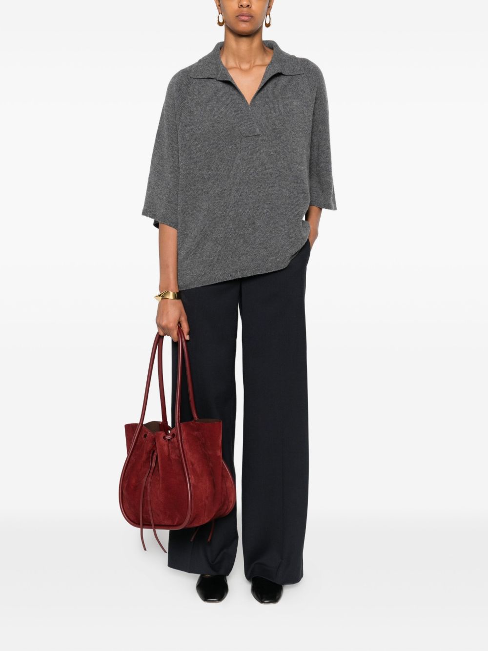 EMPORIO ARMANI Oversized Wool Polo Shirt for Women