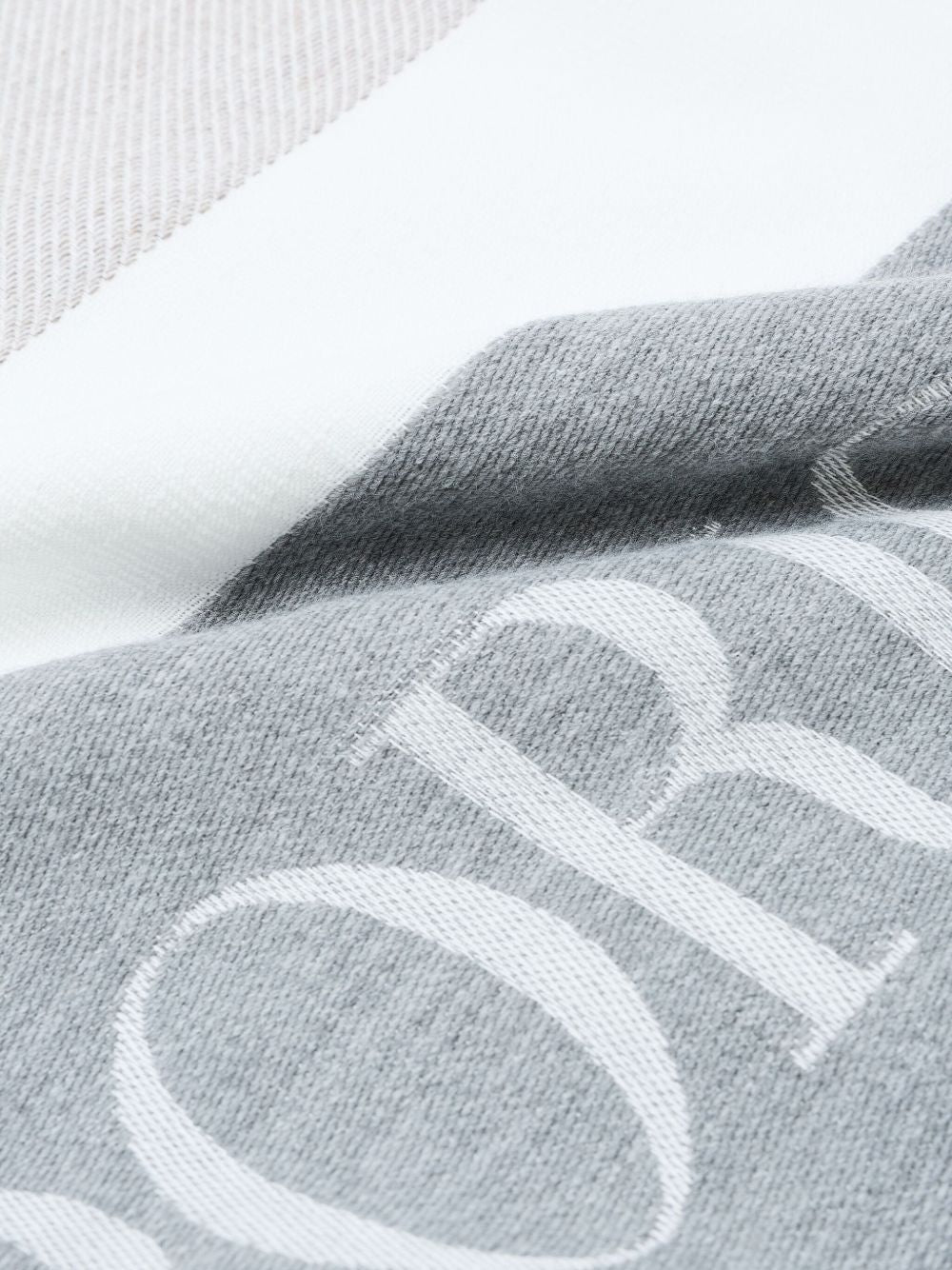 EMPORIO ARMANI Striped Stole with Jacquard Logo and Fringed Edges