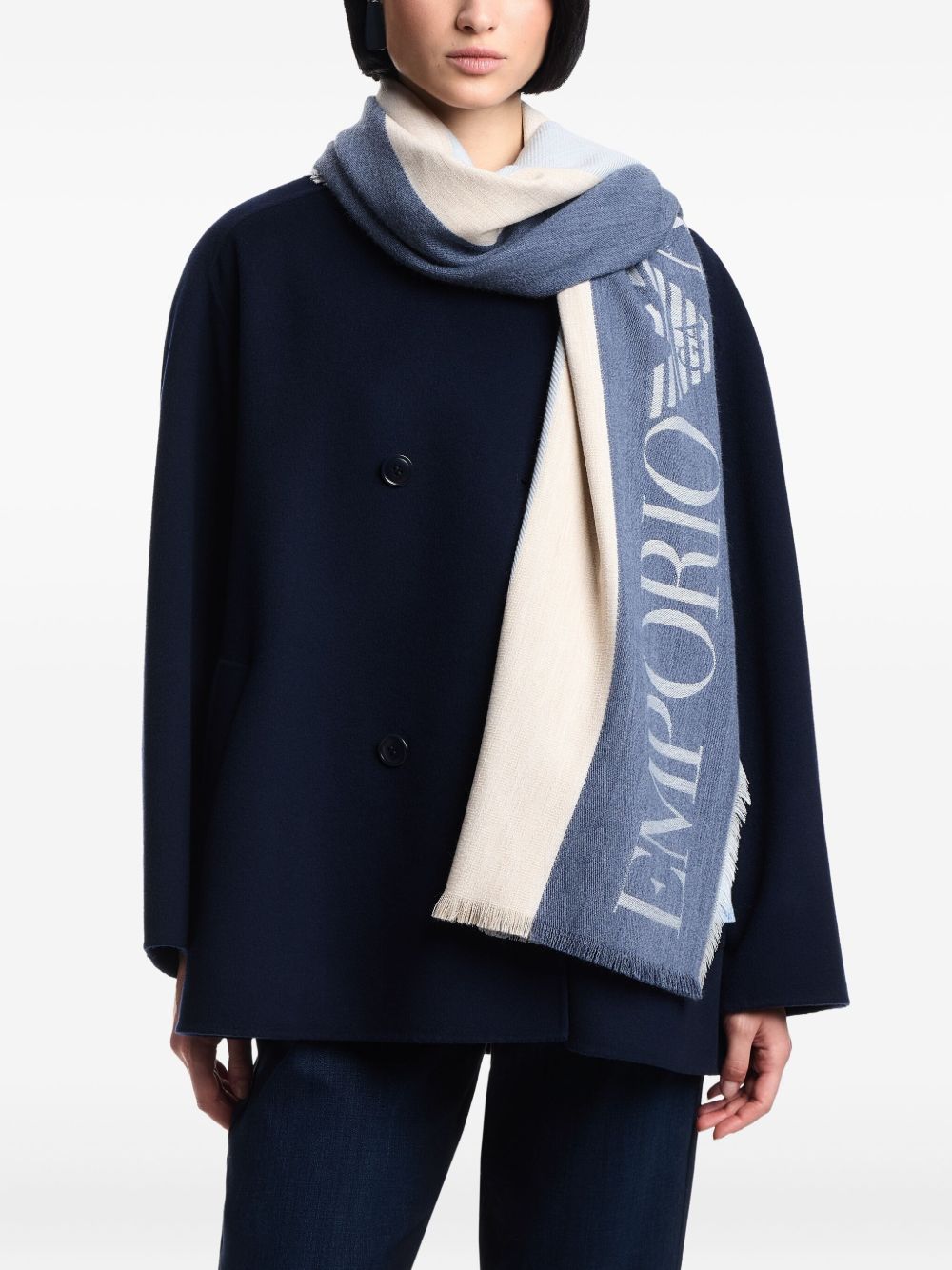 EMPORIO ARMANI Striped Stole with Frayed Edges for Women