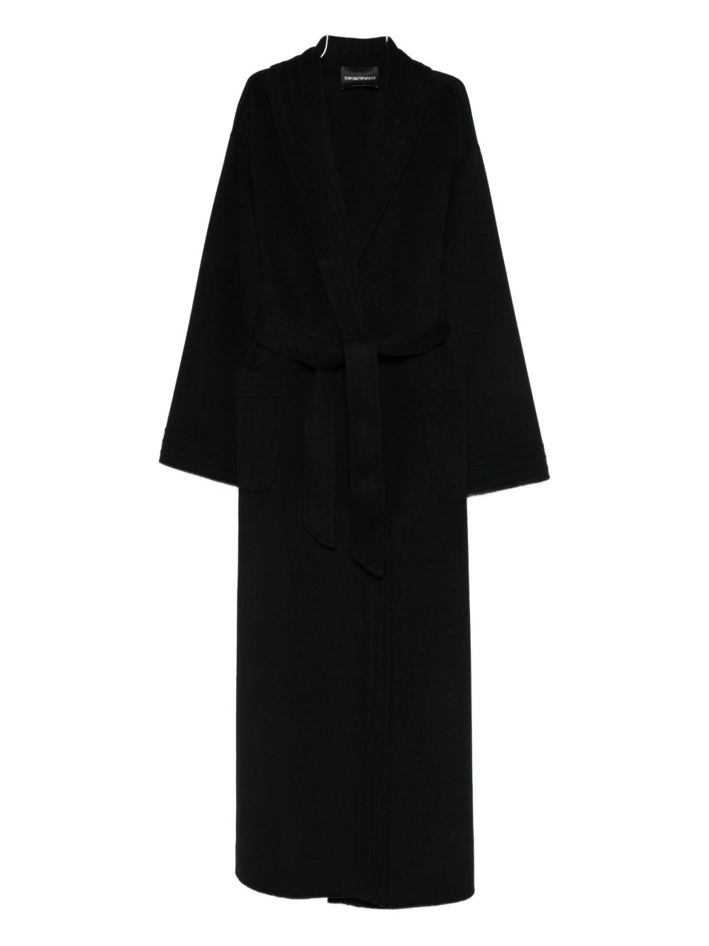 EMPORIO ARMANI Belted Pockets Long Sleeve Scarf with Lapels