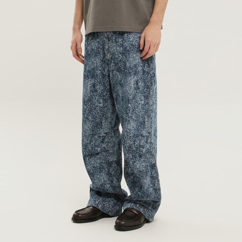 1989 STUDIO Wide Leg Marble Pattern Denim Pants