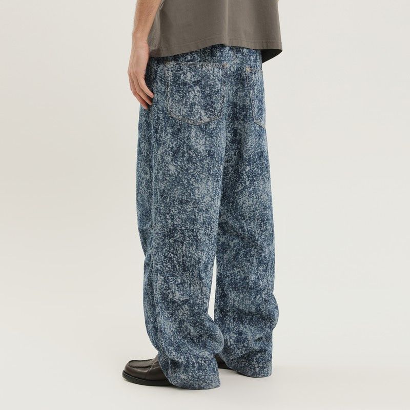 1989 STUDIO Wide Leg Marble Pattern Denim Pants