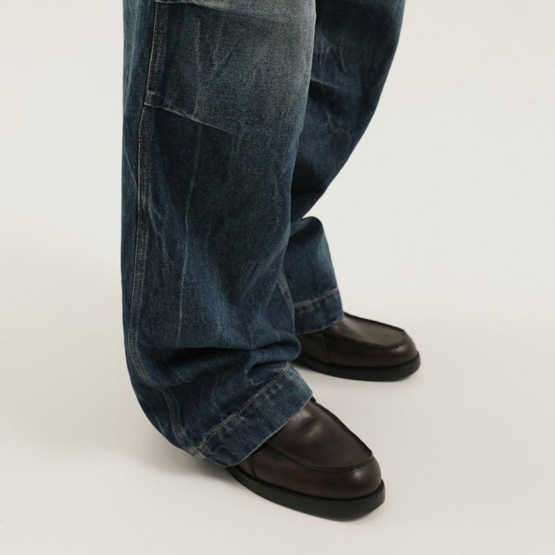 1989 STUDIO Wide Leg Denim Pants - Stone Washed Effect for Men