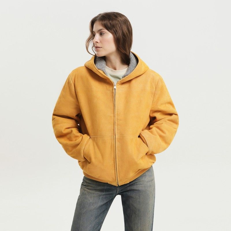 1989 Studio Women's Suede Hoodie with Shearling Lining