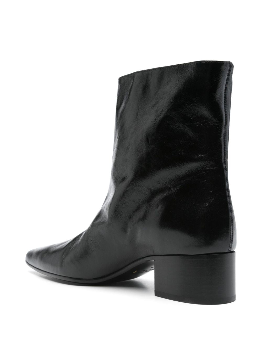 KHAITE Mini Ankle-Length Leather Boots with Low Block Heel