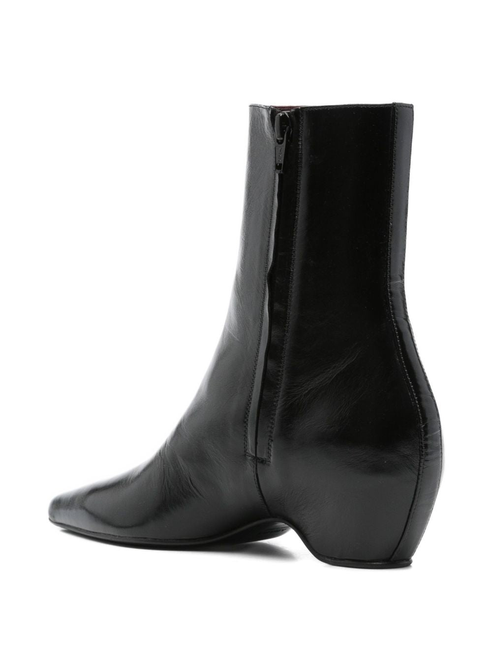 KHAITE Pointed Toe Leather Ankle Boots for Women