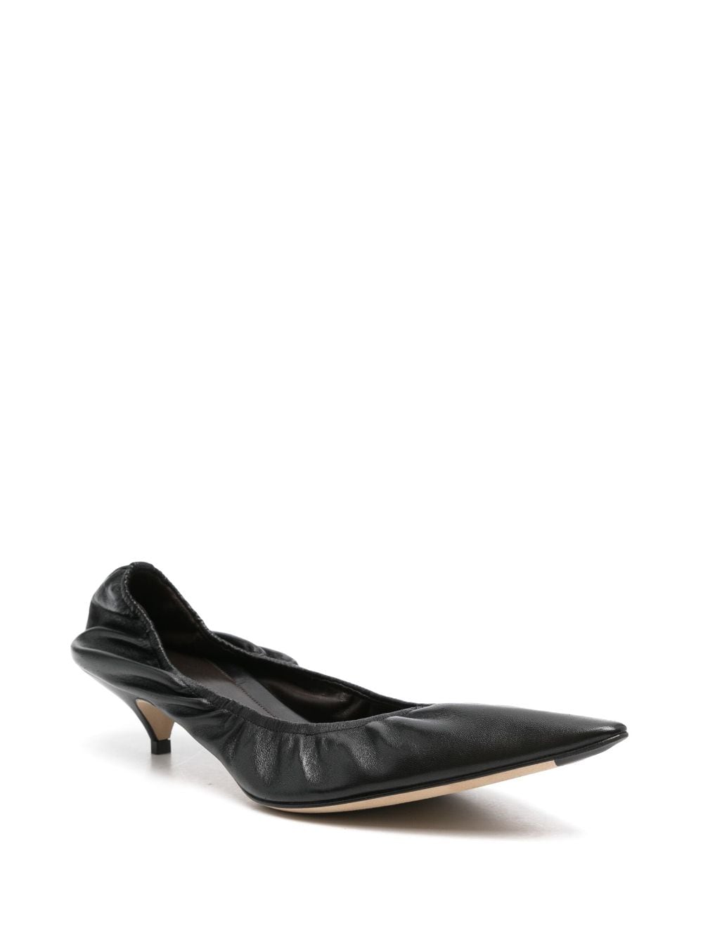 THE ROW Luxurious Leather Pumps with 40MM Kitten Heel