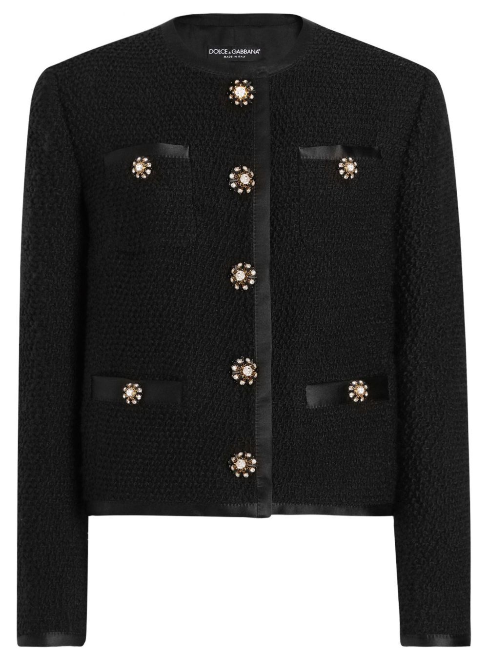 DOLCE & GABBANA Cropped Tweed Bouclé Short Jacket - Size 40