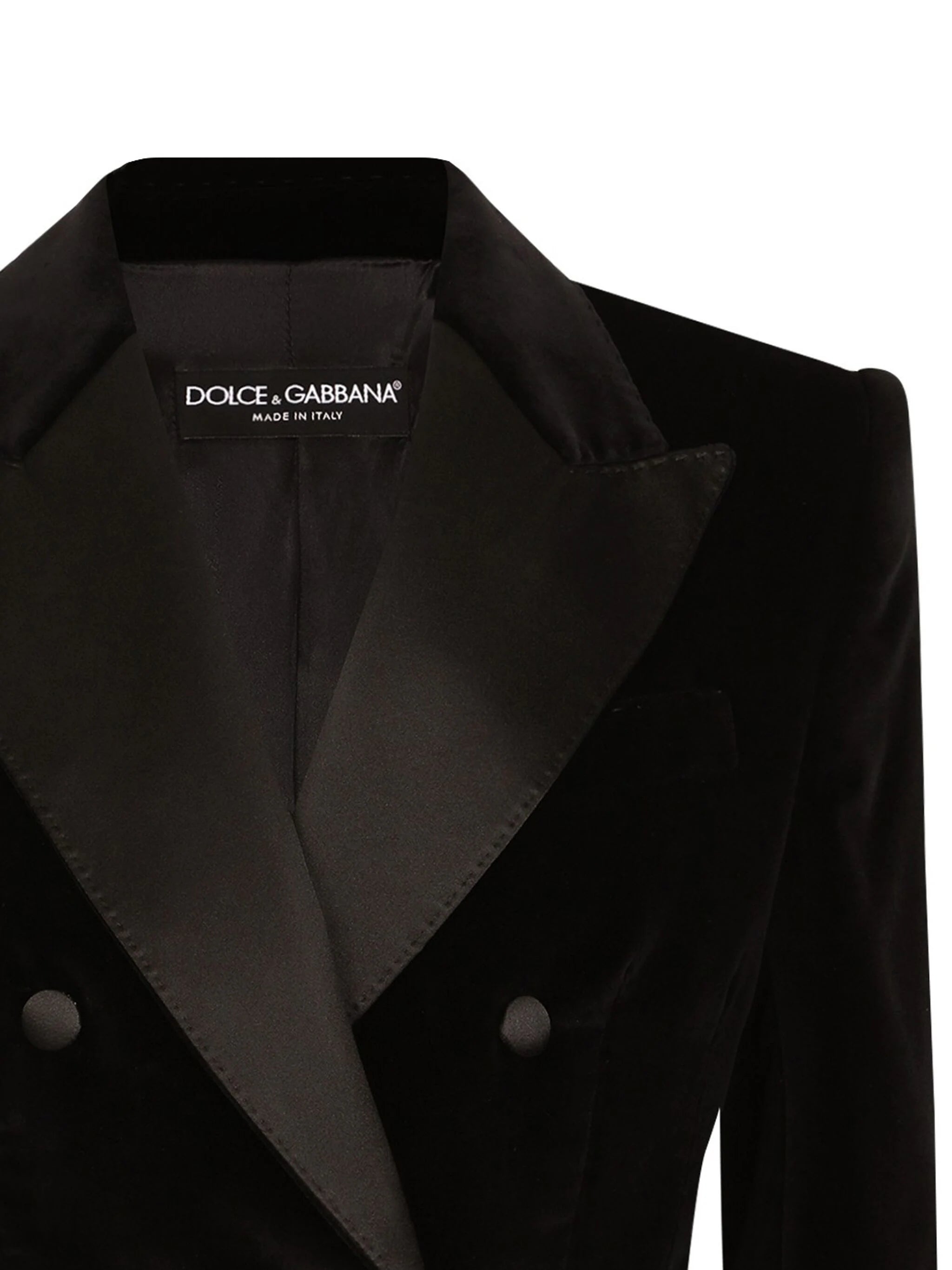 DOLCE & GABBANA Double-Breasted Crop Wool Blazer