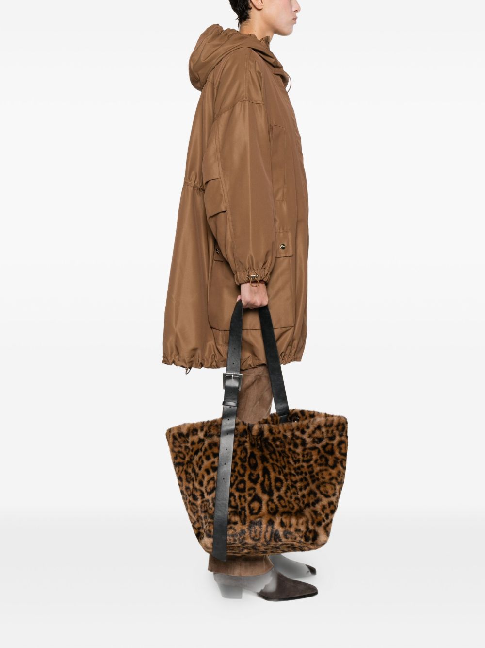 APPARIS Leopard Print Tote Handbag with Buckle Detail