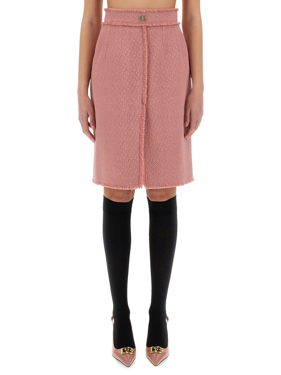 DOLCE & GABBANA Chic Tweed Midi Skirt - Size 38 IT