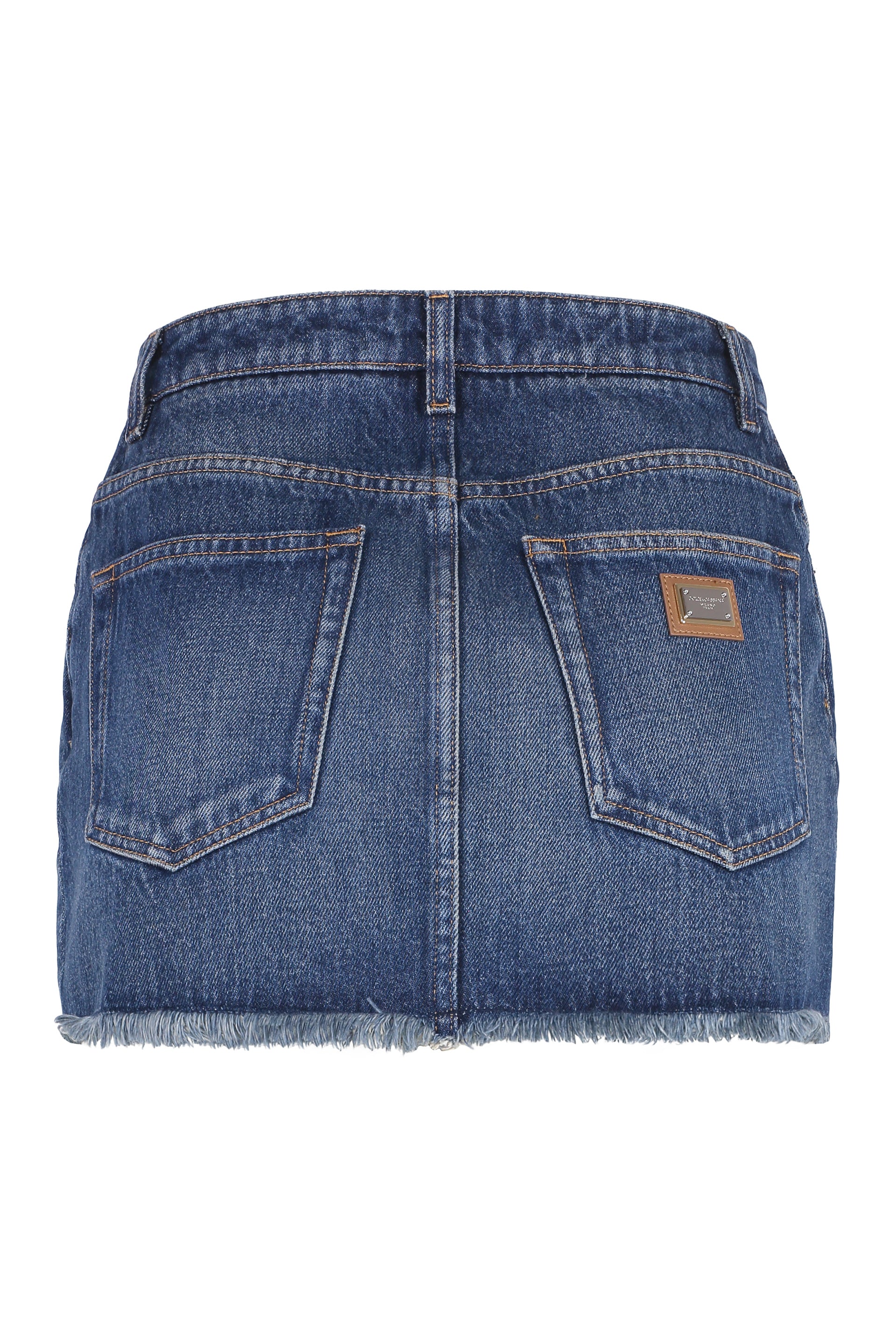 DOLCE & GABBANA Stylish Women's Denim Mini Skirt with Metal Rivets