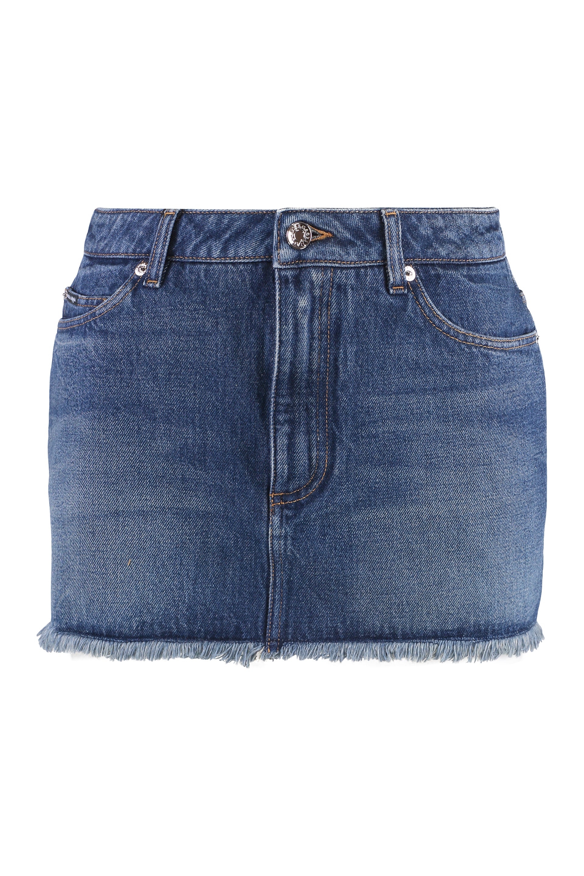 DOLCE & GABBANA Stylish Women's Denim Mini Skirt with Metal Rivets