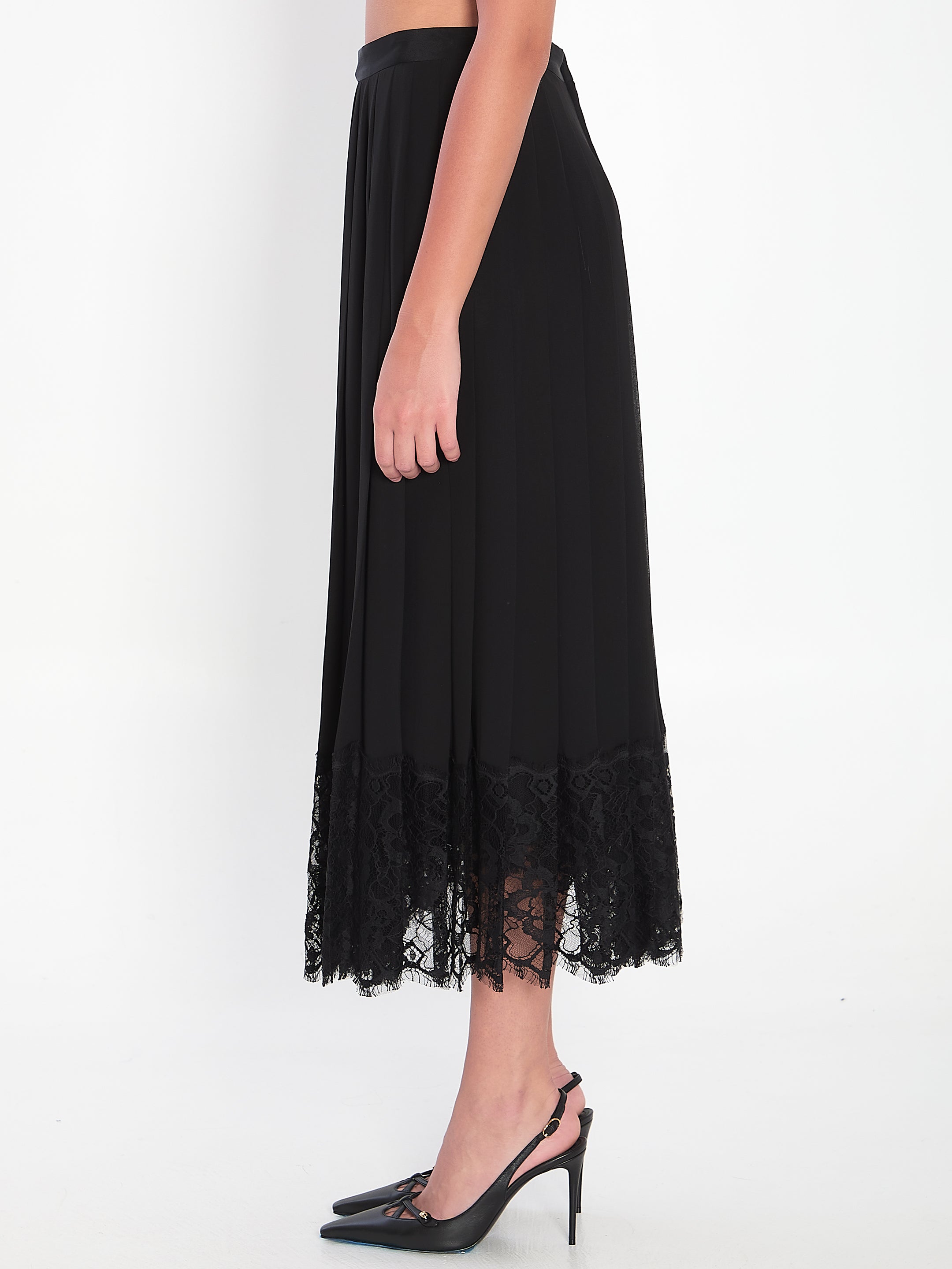 DOLCE & GABBANA Chiffon MIDI Skirt with Lace Detailing