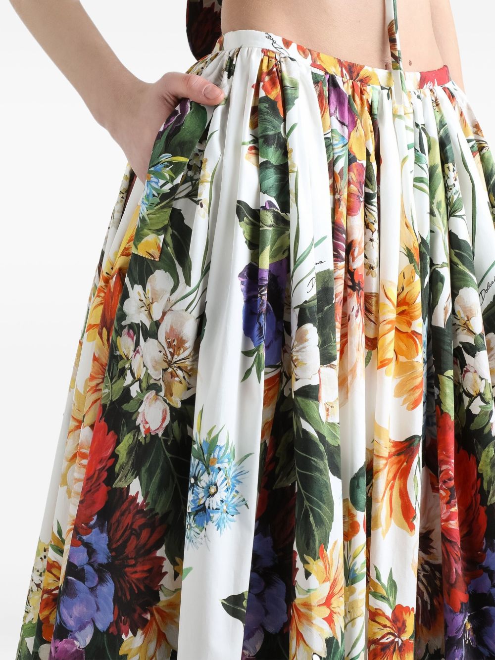 DOLCE & GABBANA Floral Print Cotton Midi Skirt