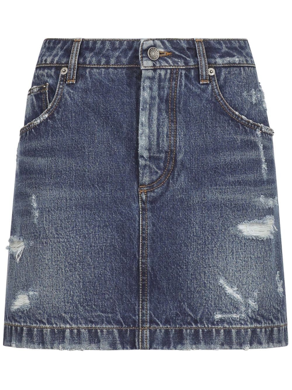 DOLCE & GABBANA Distressed Denim Mini Skirt for Women