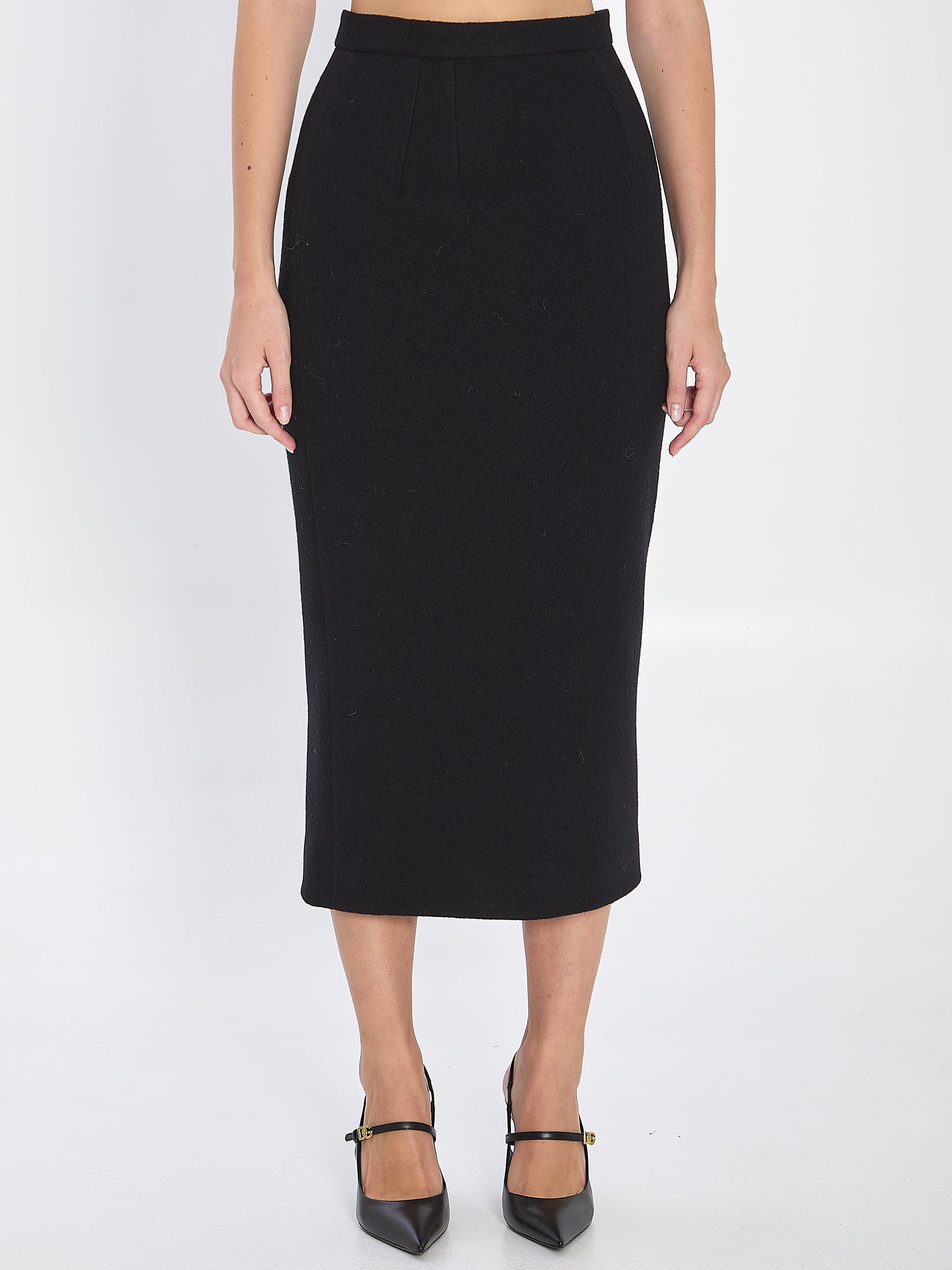 DOLCE & GABBANA Women’s Stylish Wool Pencil Skirt with Rear Slit