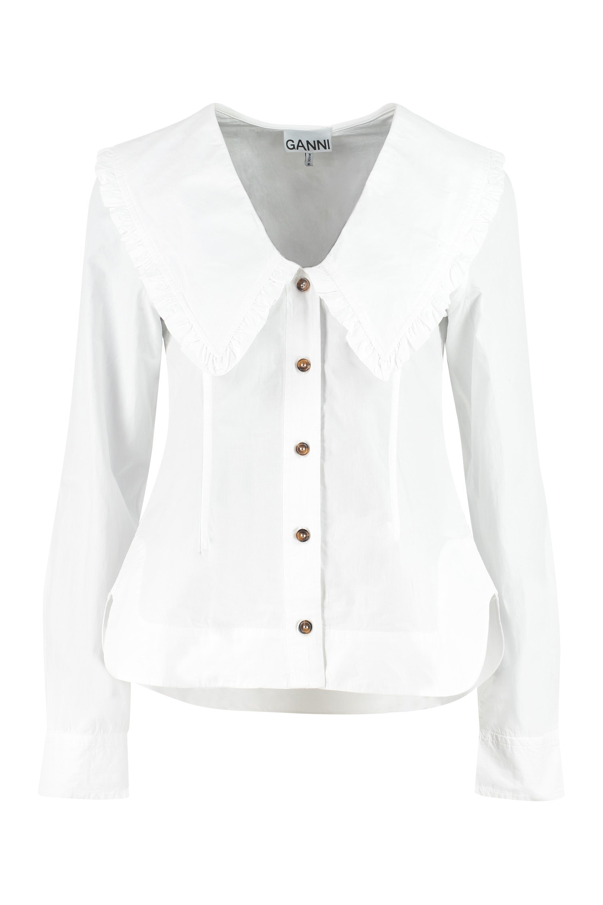 GANNI Maxi Collar Cotton Shirt