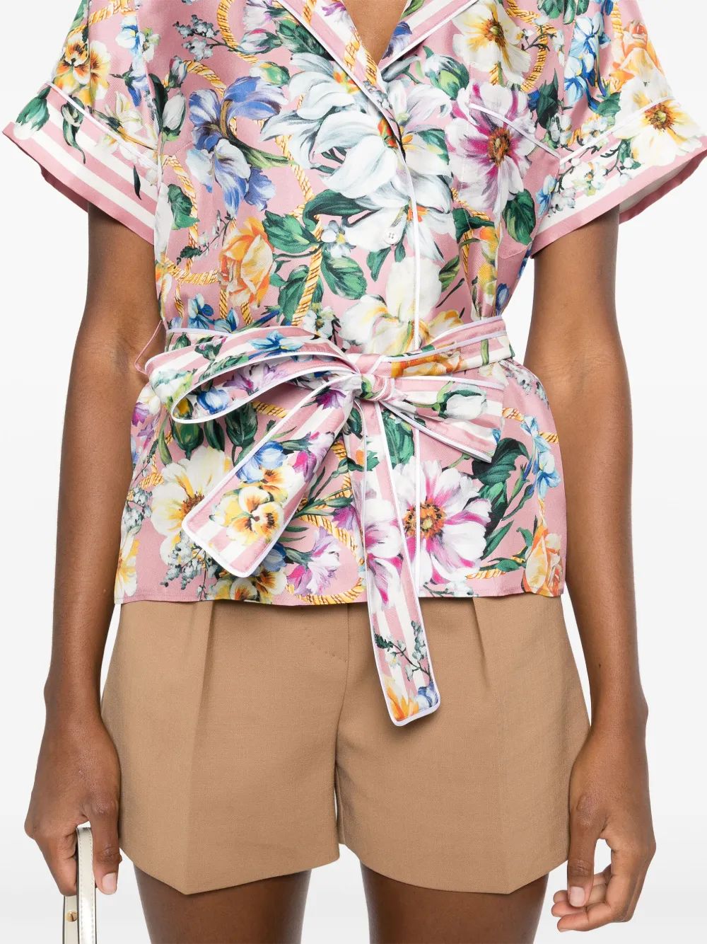 DOLCE & GABBANA Women's Mini Shirt with Floral Print and Stylish Belt
