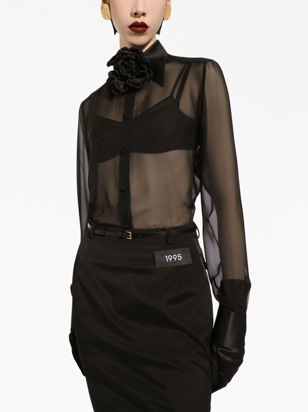 DOLCE & GABBANA Silk Blend Semi-Sheer Mesh Shirt