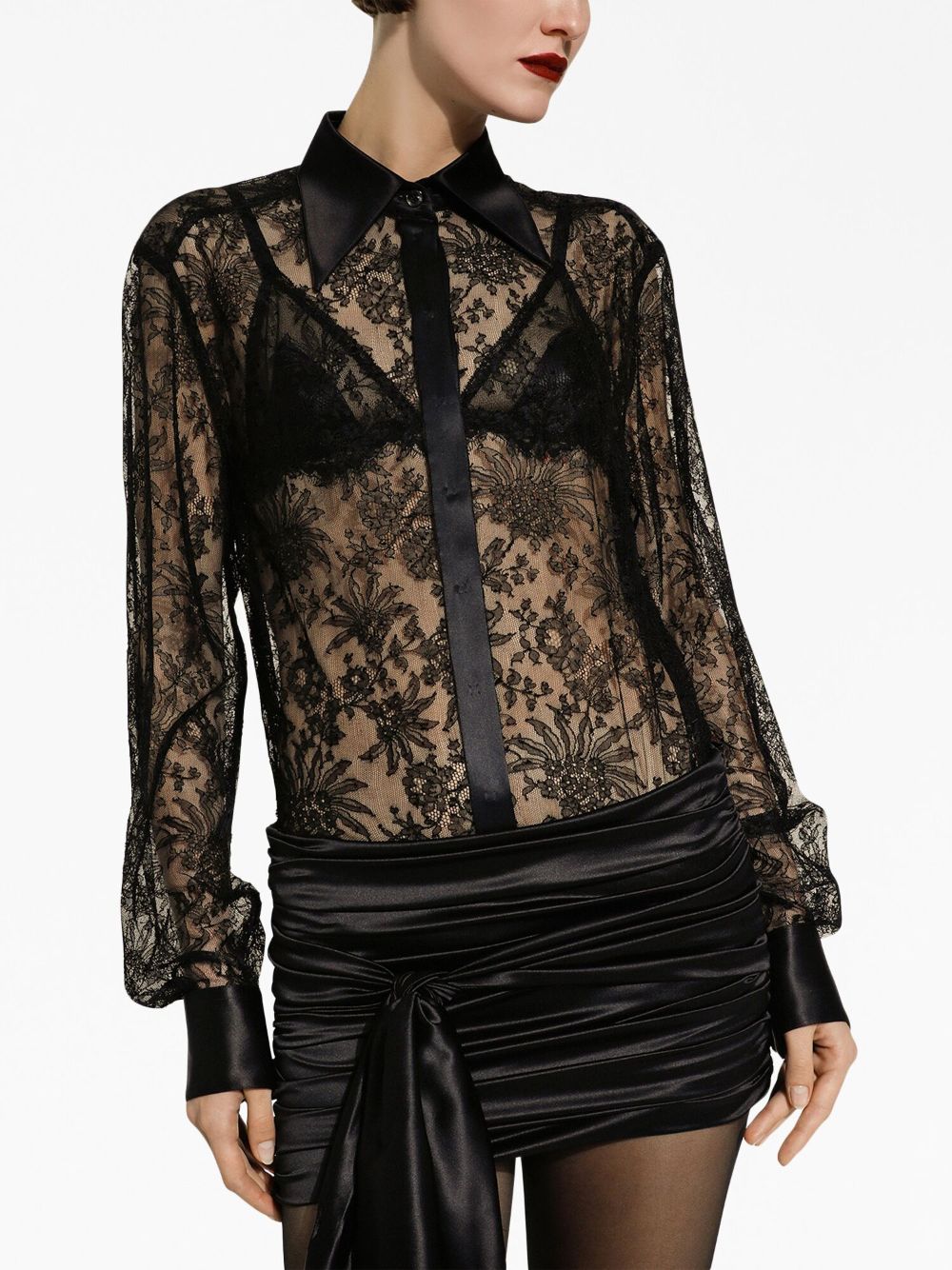 DOLCE & GABBANA Elegant Semi-Sheer Lace Shirt