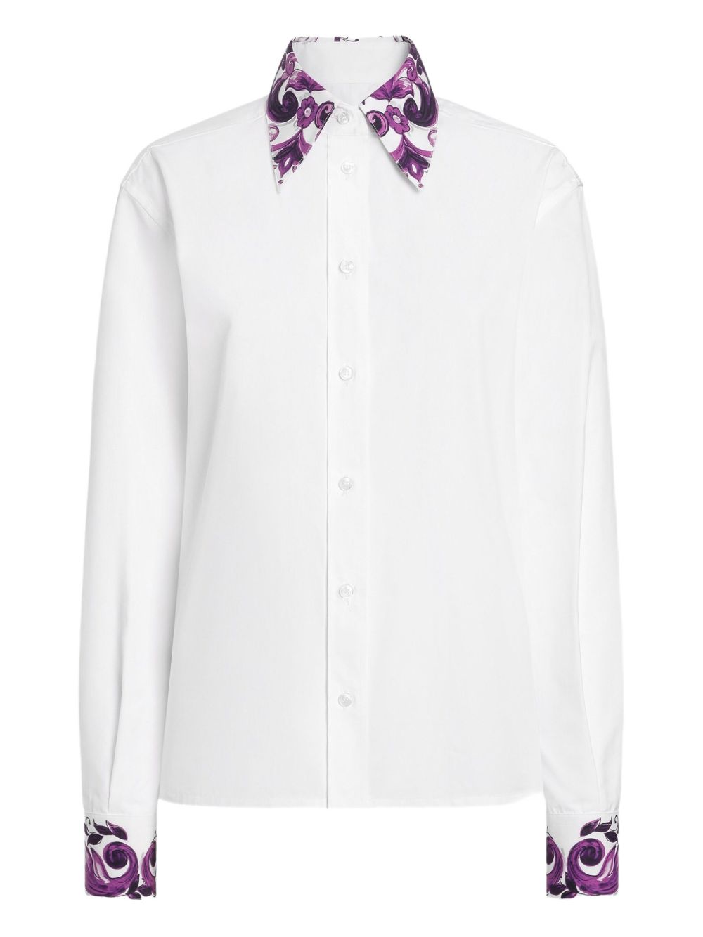 DOLCE & GABBANA Cotton Shirt with Majolica Print Details