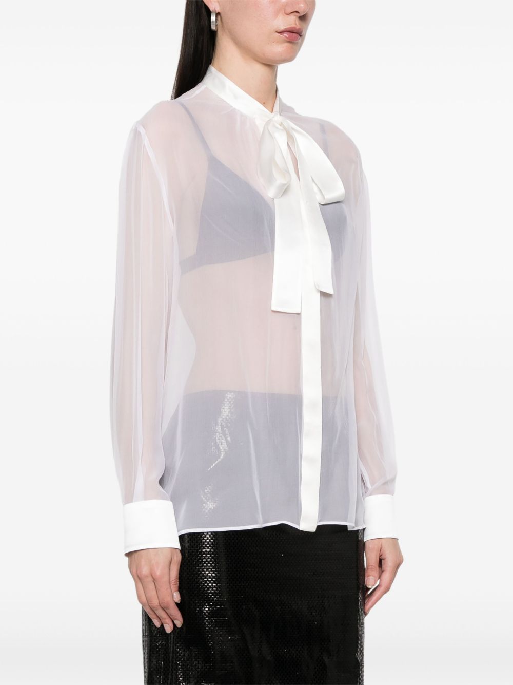DOLCE & GABBANA Chiffon Shirt with Bow - Size 40