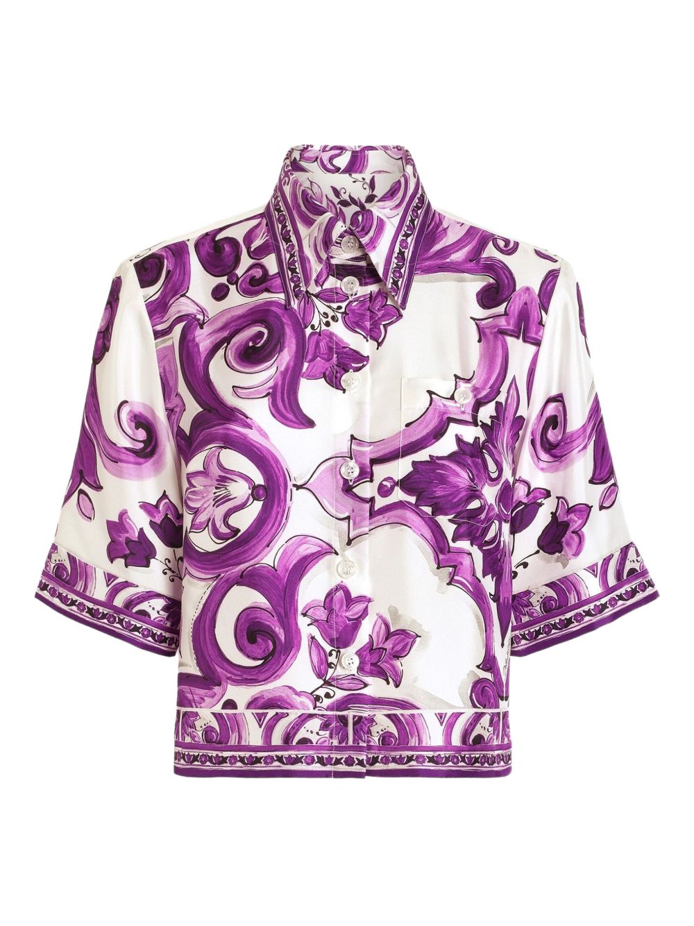 DOLCE & GABBANA Majolica Print Silk Shirt - Size 40