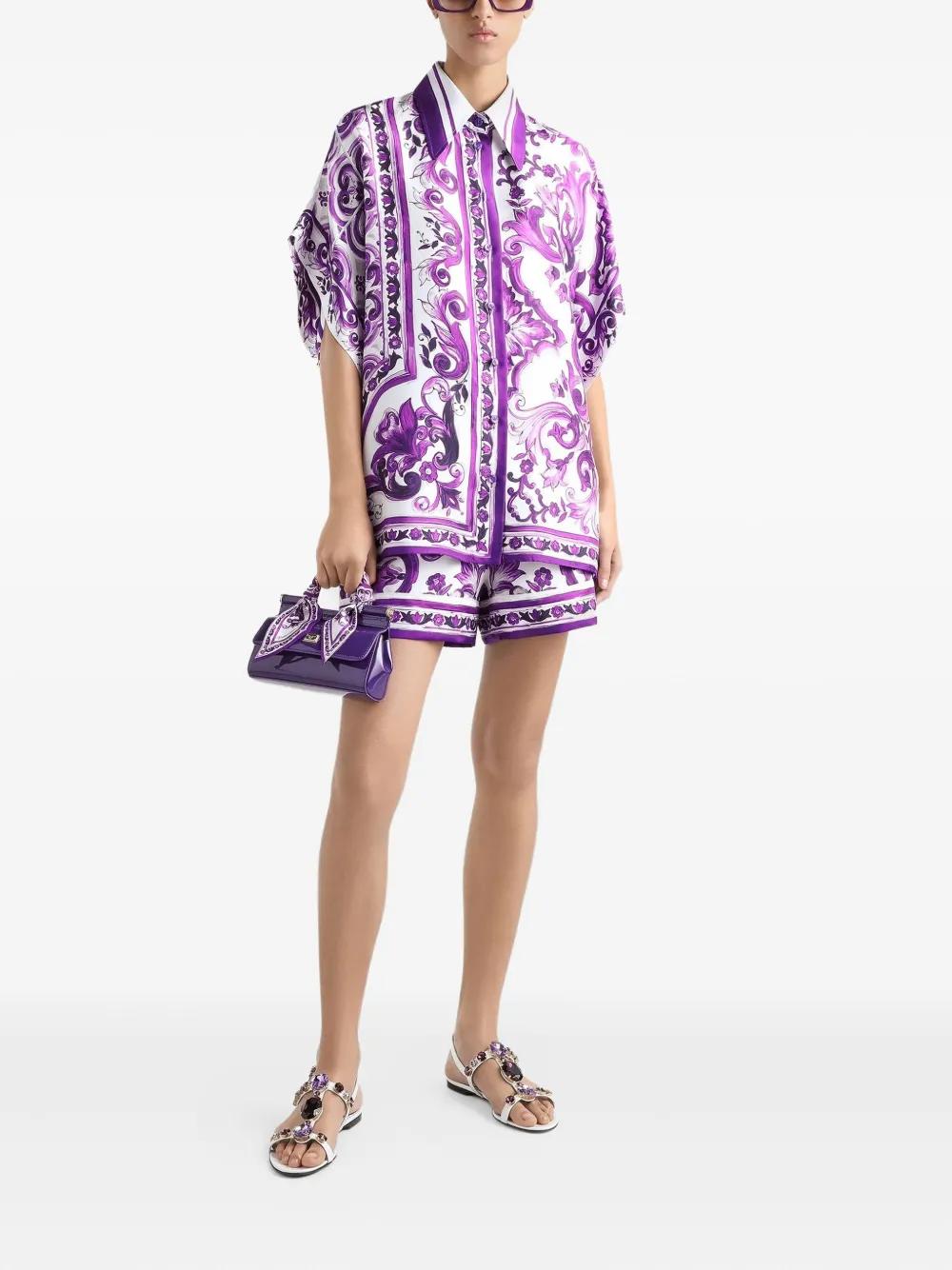 DOLCE & GABBANA Maiolica Print Silk Shirt for Women