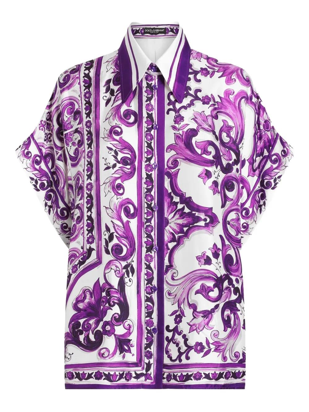 DOLCE & GABBANA Maiolica Print Silk Shirt for Women