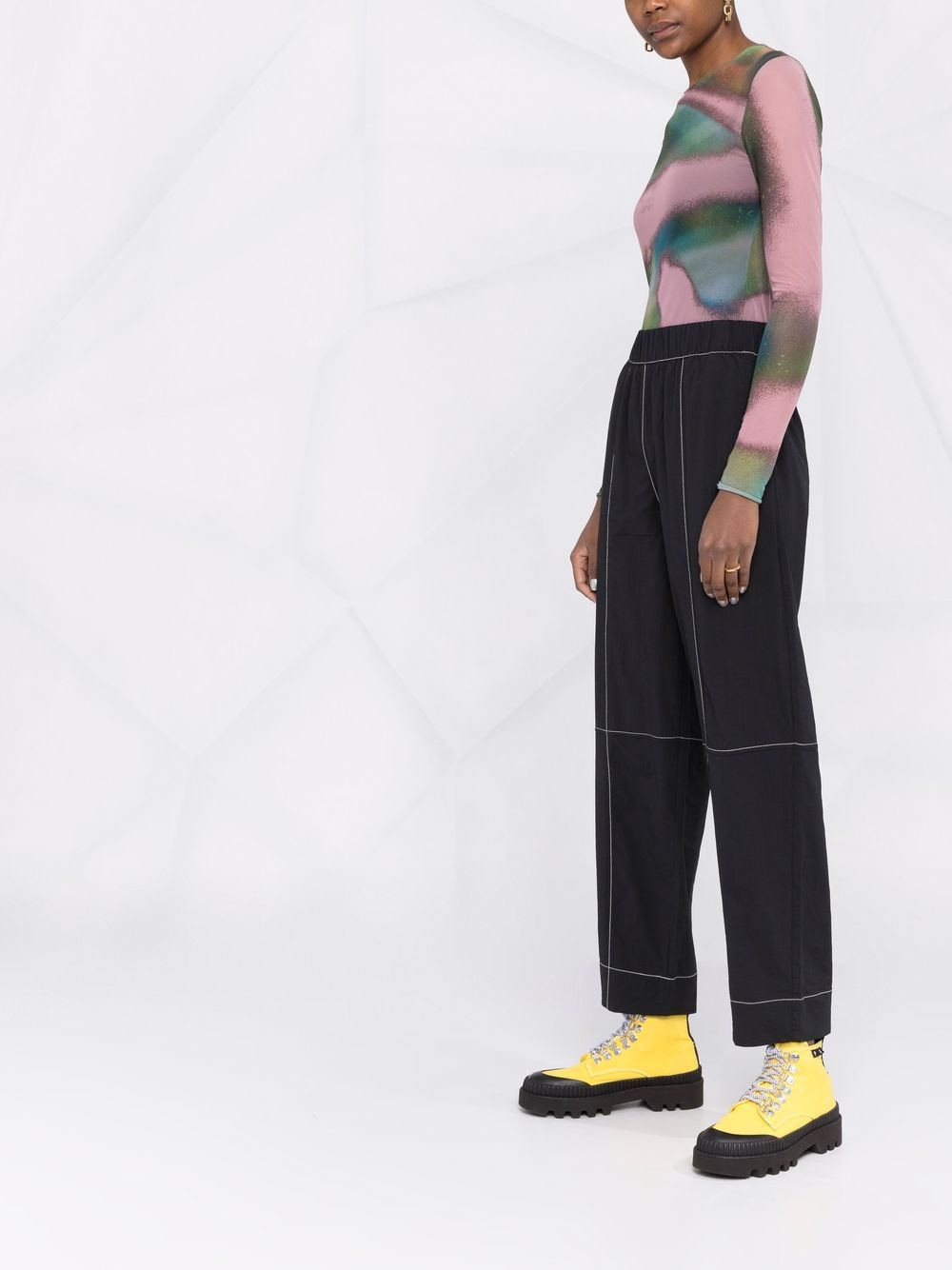 GANNI Straight Trousers with Contrast Stitching