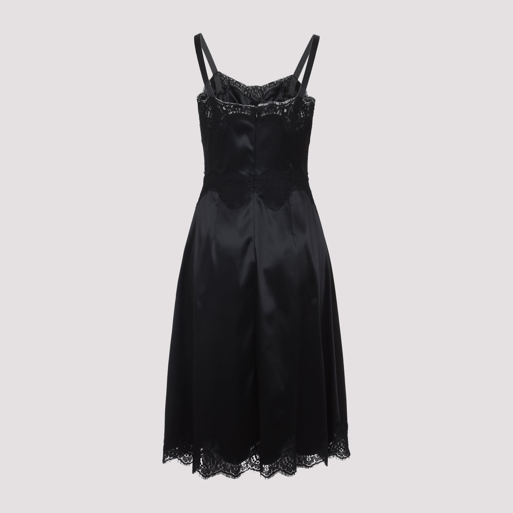 DOLCE & GABBANA Satin Mini Dress with Lace Details