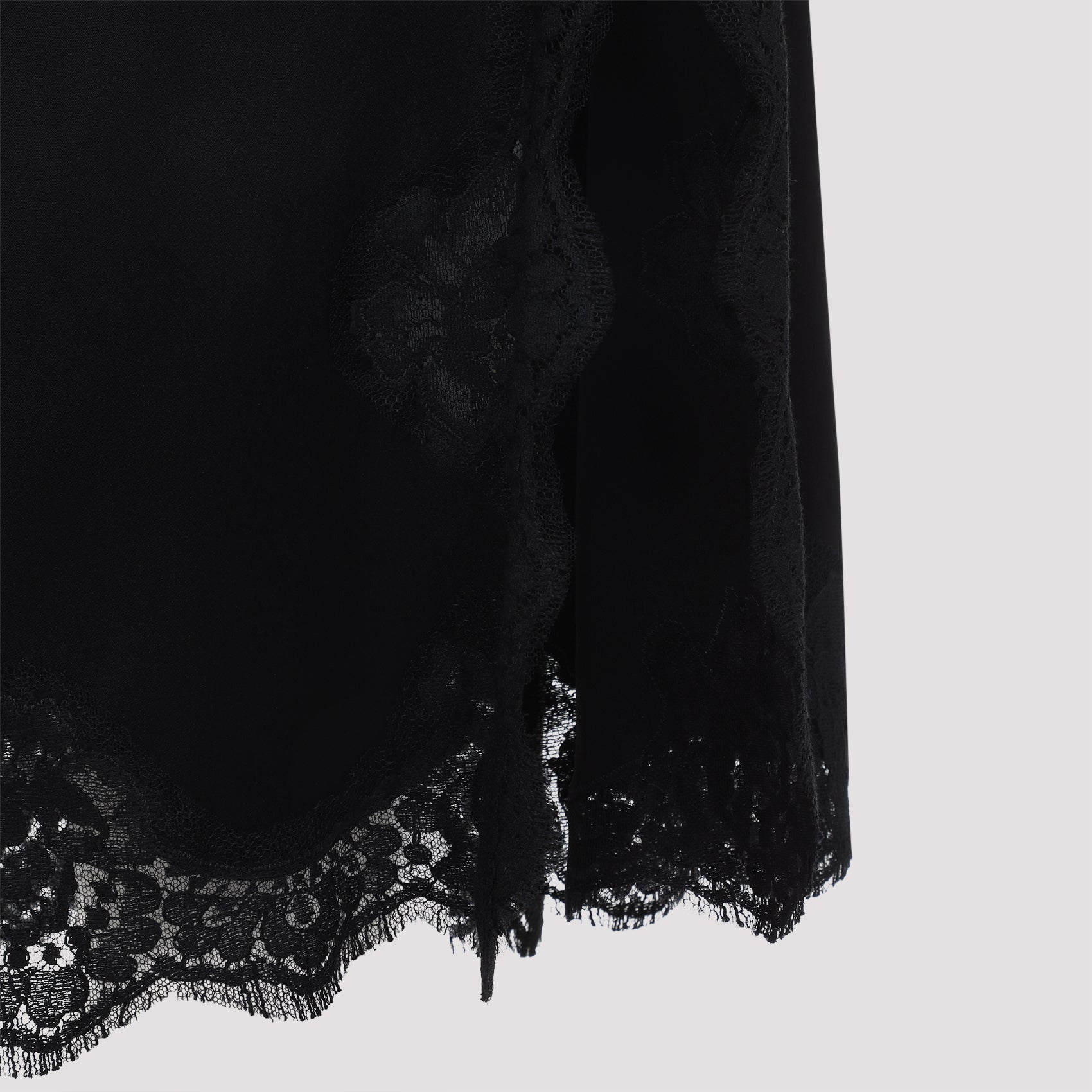 DOLCE & GABBANA Satin Mini Dress with Lace Details