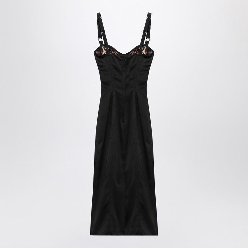 DOLCE & GABBANA Elegant Satin Bustier Midi Dress