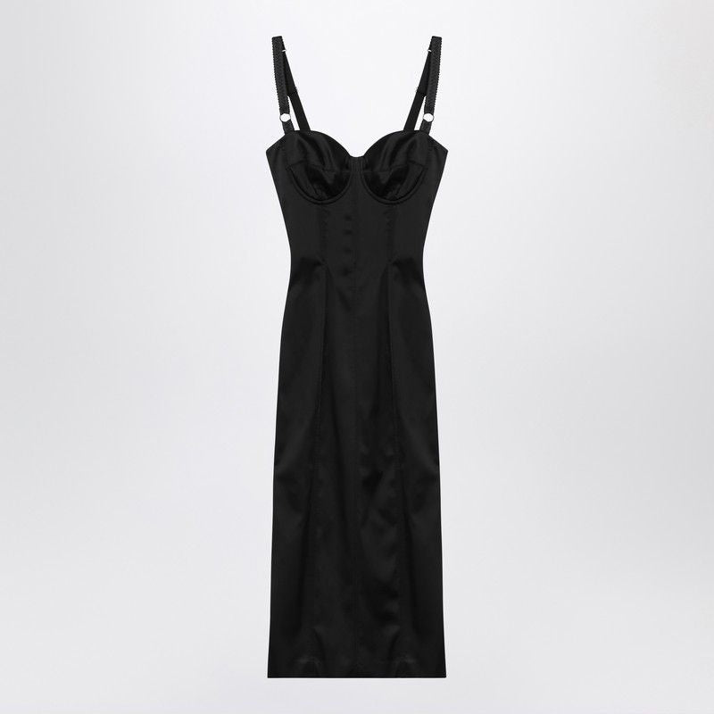 DOLCE & GABBANA Elegant Satin Bustier Midi Dress