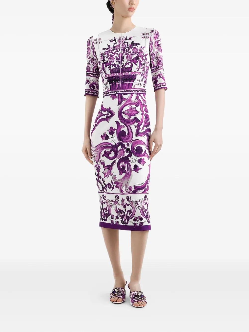 DOLCE & GABBANA Maiolica Print Midi Dress