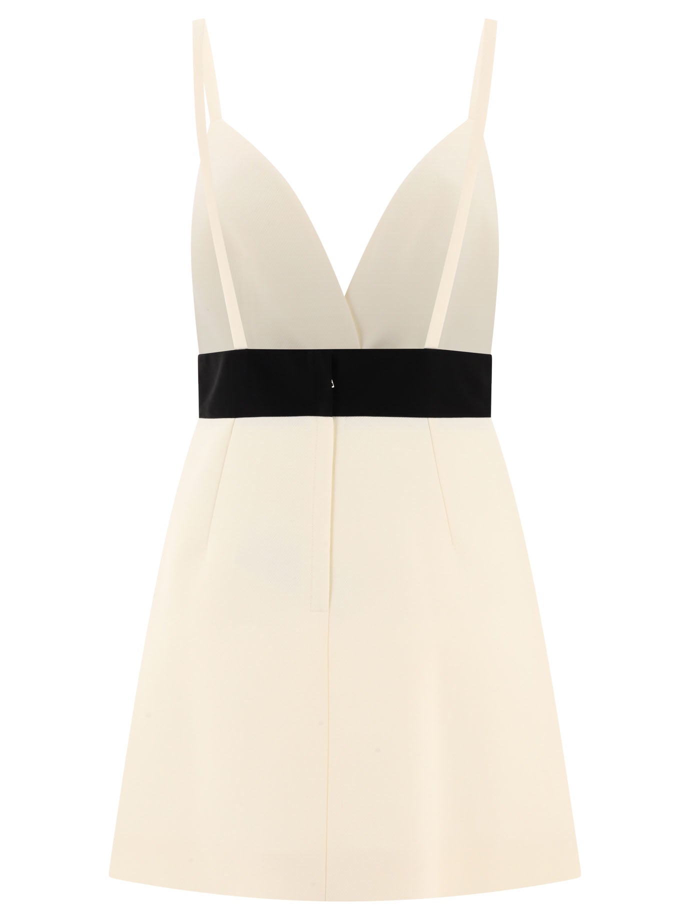 DOLCE & GABBANA Chic Woolen Mini Dress with Satin Belt and Straps