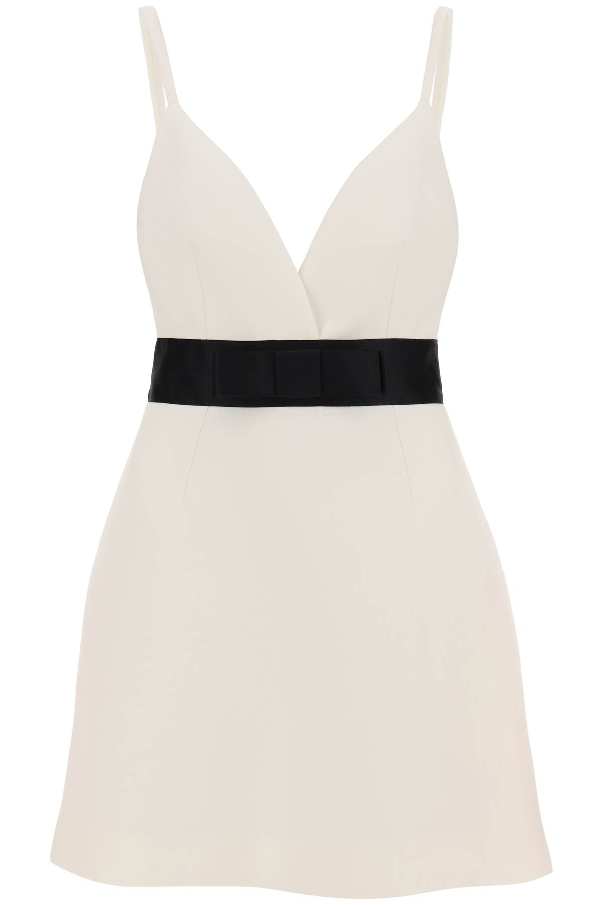 DOLCE & GABBANA Elegant Virgin Wool Mini Dress with Decorative Bow
