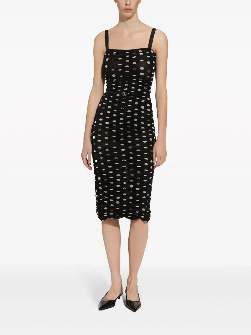 DOLCE & GABBANA Polka Dot Tulle Midi Dress