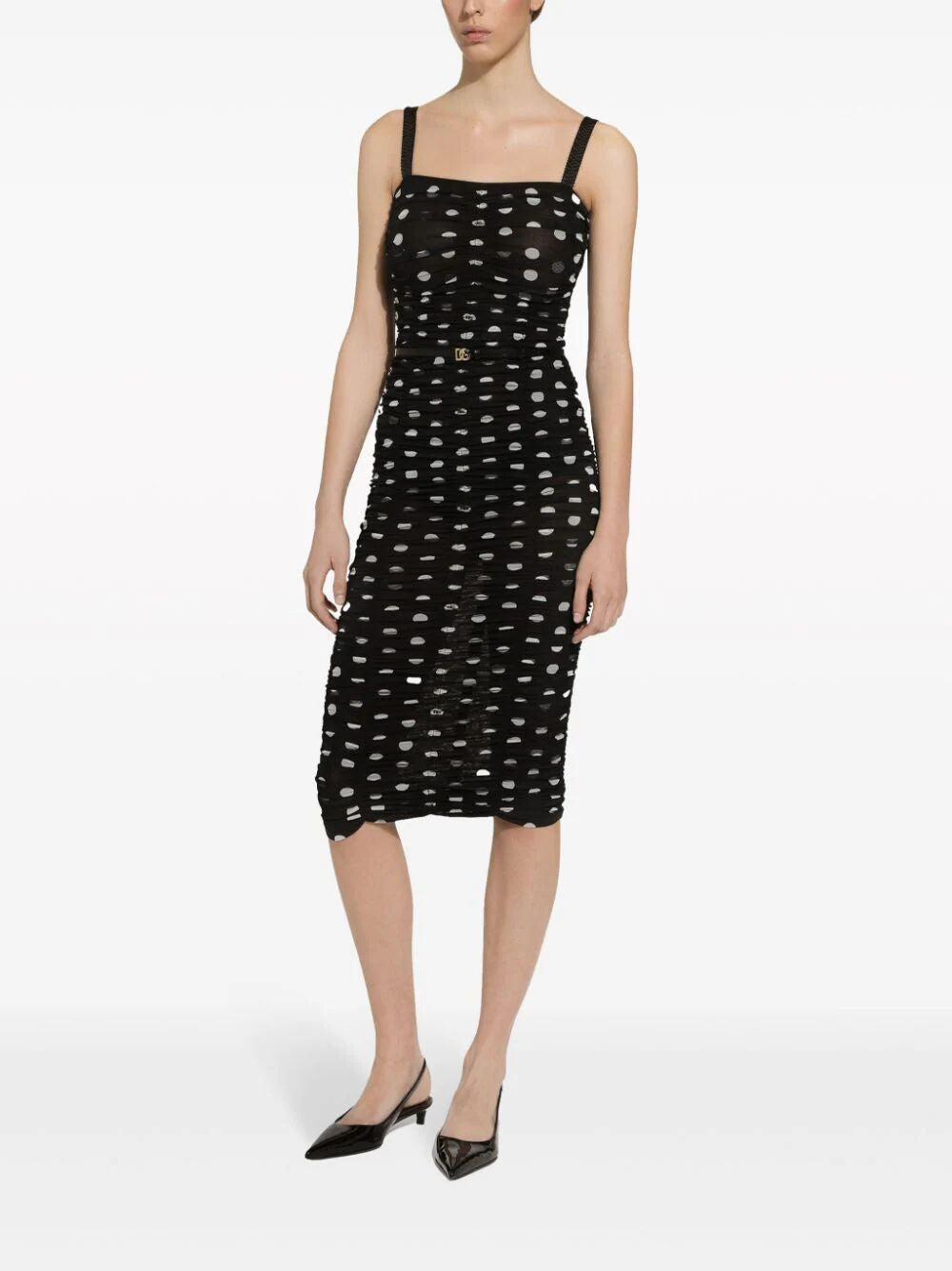 DOLCE & GABBANA Polka Dot Tulle Midi Dress