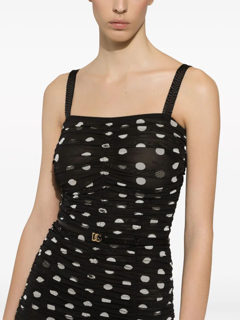 DOLCE & GABBANA Polka Dot Tulle Midi Dress