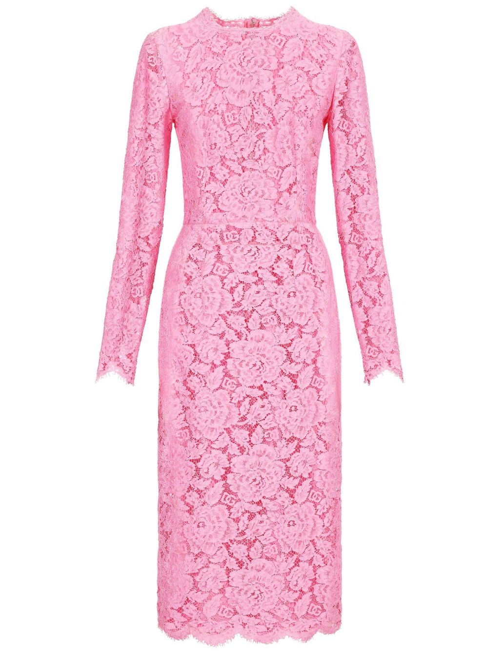 DOLCE & GABBANA Floral Lace Sheath Dress with Scallop Hem - SS25